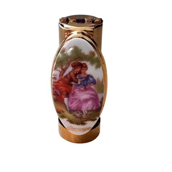 Patrys Lipstick Case with Limoges Fragonard Courting Couple Vintage - Picture 1 of 10